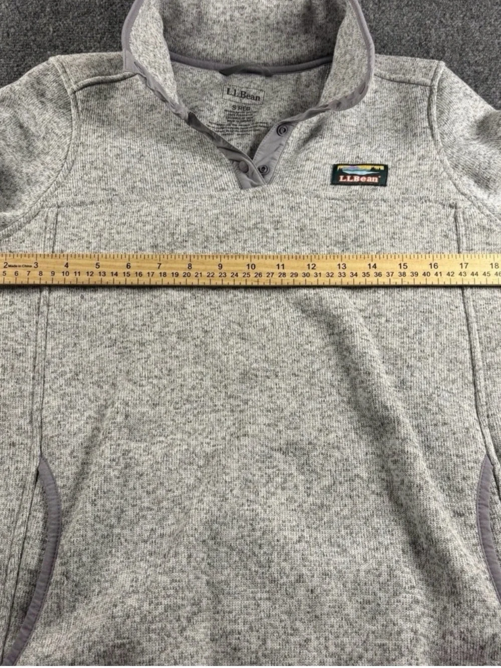 L.L. Bean Light Heather Gray Quarter-Snap Fleece Pullover